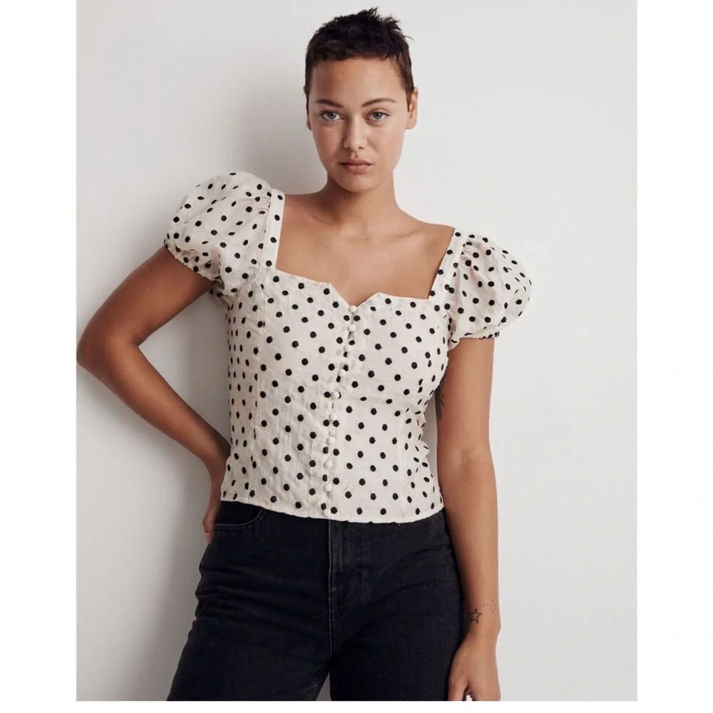 Madewell Polka Dot Puff Sleeve Top